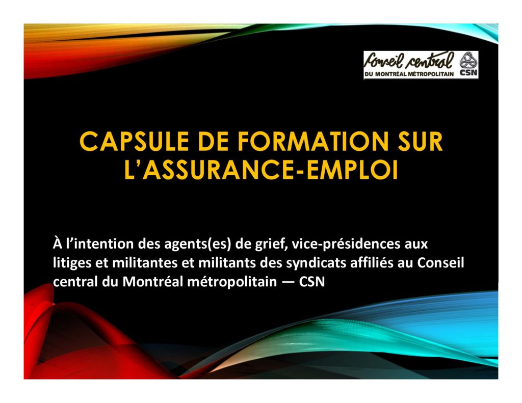 Assuranceemploi Conseil central de Montréal métropolitain (CCMMCSN)